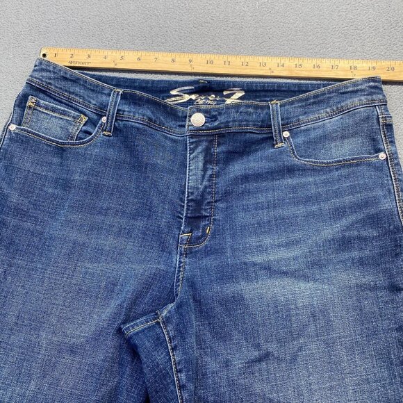 Seven 7 Womens Size 20 Dark Wash Stretch Embroidered Pockets Denim,Straight - Picture 4 of 16